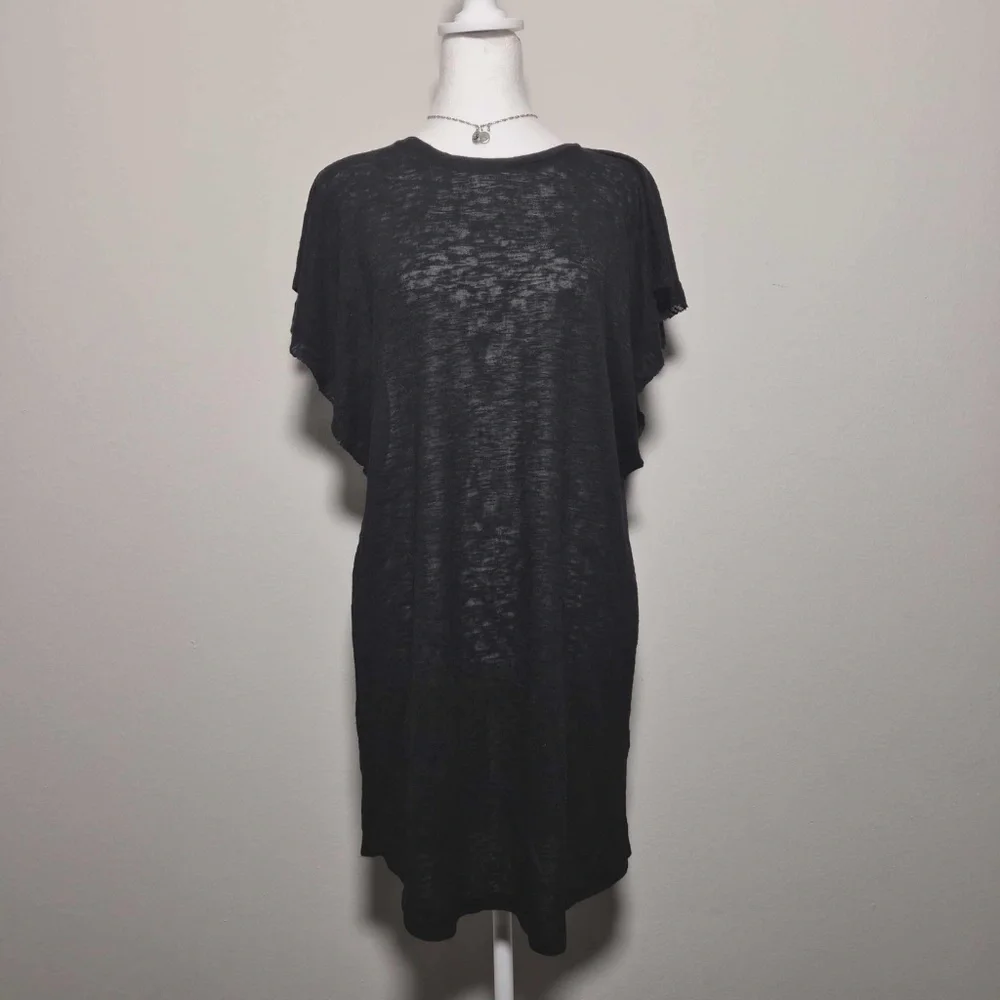 Billabong Out For Waves Sheer Coastal Cover Up Burnout Knit Fluttery Tunic Top L - Picture 3 of 14